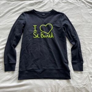 MC2 SAINT BARTH navy & neon green cotton sweatshirt